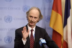 Đặc phái viên LHQ về tình hình Syria Geir Pedersen phát biểu trong cuộc họp báo ở New York, Mỹ ngày 29/5/2019. (Ảnh: THX/TTXVN)