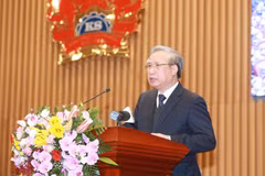 Ông Trần Quốc Vượng, Ủy viên Bộ Chính trị, Thường trực Ban Bí thư phát biểu chỉ đạo Hội nghị. (Ảnh: Doãn Tấn/TTXVN)