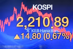 Chỉ số KOSPI tại thị trường Seoul của Hàn Quốc. (Ảnh minh họa: Yonhap/TTXVN)
