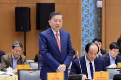 Đại tướng Tô Lâm, Ủy viên Bộ Chính trị, Bộ trưởng Bộ Công an phát biểu. (Ảnh: Thống Nhất/TTXVN)
