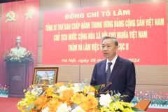 Tổng Bí thư, Chủ tịch nước Tô Lâm phát biểu chỉ đạo tại buổi làm việc với Tổng cục II, Bộ Quốc phòng. (Ảnh: Trí Dũng/TTXVN)