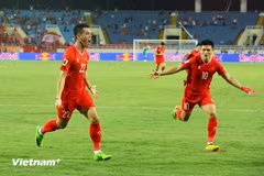 Tuyển Việt Nam sẵn sàng cho màn đối đầu với Đội tuyển Nga. (Ảnh: Hoài Nam/Vietnam+)