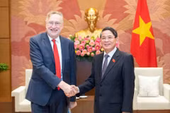 Phó Chủ tịch Quốc hội Nguyễn Đức Hải tiếp Chủ tịch Ủy ban Thương mại quốc tế Nghị viện châu Âu Bernd Lange. (Ảnh: TTXVN)