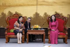Phó Chủ tịch UBND thành phố Đà Nẵng Nguyễn Thị Anh Thi (bên phải) tiếp bà Wiraka Moodhitaporn, Tổng Lãnh sự Thái Lan tại Thành phố Hồ Chí Minh. (Ảnh: Trần Lê Lâm/TTXVN)