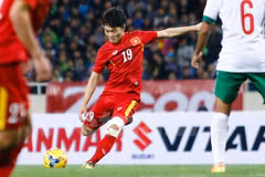 Xuân Trường hứa quyết tâm trong trận lượt về trước Indonesia tại Mỹ Đình. (Ảnh: Minh Chiến/Vietnam+)