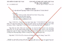 Công văn giả mạo cơ quan Bảo hiểm xã hội Việt Nam. (Ảnh: PV/Vietnam+)