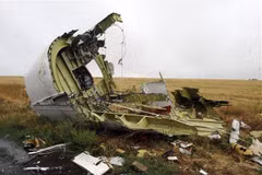Xác máy bay MH17 của Hãng hàng không Malaysia Airlines bị bắn rơi gần làng Grabove, cách Donetsk, miền Đông Ukraine khoảng 80km. (Nguồn: AFP/TTXVN)