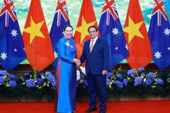Thủ tướng Phạm Minh Chính hội kiến Chủ tịch Thượng viện Australia Sue Lines. (Ảnh: Dương Giang/TTXVN)