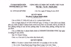 Quyết định xử phạt một trong bốn người.