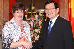 Chủ tịch nước Trương Tấn Sang tiếp Chủ tịch Hạ viện Australia Anna Burke thăm chính thức Việt Nam. (Ảnh: Nguyễn Khang/TTXVN)