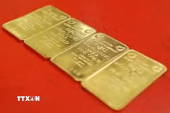Vàng miếng SJC. (Ảnh: TTXVN)