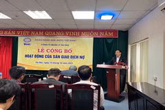 Ông Nguyễn Tiến Đông - Chủ tịch HĐTV VAMC phát biểu tại buổi khai trương. (Ảnh: CTV/Vietnam+)