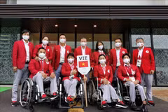 Đoàn thể thao Việt Nam tại làng vận động viên ở Tokyo. (Ảnh: TTXVN)