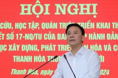 Bí thư Tỉnh ủy Thanh Hóa Đỗ Trọng Hưng phát biểu tại Hội nghị. (Ảnh: Hoa Mai/TTXVN)