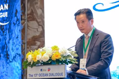 Tiến sỹ Nguyễn Hùng Sơn, Phó Giám đốc Học viện Ngoại giao phát biểu khai mạc Đối thoại Biển lần thứ 13. (Ảnh: Thanh Liêm/TTXVN)