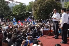 Cuộc biểu tình hòa bình của CNRP. (Nguồn: THX/TTXVN)