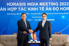 Phó Thủ tướng Chính phủ Vũ Đức Đam và Quốc vụ khanh Bộ Ngoại giao Ấn Độ Rajkumar Ranjan Singh tham dự Horasis 2022. (Ảnh: Huyền Trang/TTXVN)