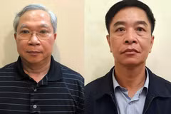 Hai bị can Mai Tuấn Anh và Trần Văn Tám (từ trái qua) bị bắt tạm giam trong vụ sai phạm tại Dự án đường cao tốc Đà Nẵng-Quảng Ngãi. (Nguồn: Bộ Công an)