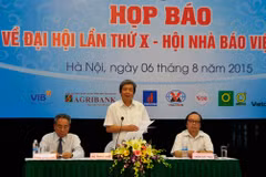 Đại hội lần thứ X Hội Nhà báo Việt Nam (nhiệm kỳ 2015-2020) diễn ra tại Hà Nội trong 3 ngày (từ 7-9/8). (Ảnh: Võ Phương/Vietnam+)