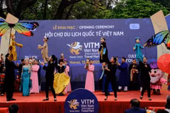 Biểu diễn nghệ thuật trong lễ khai mạc hội chợ. (Ảnh: Mai Mai/Vietnam+)