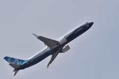 Máy bay 737 MAX 9 của Boeing trình diễn tại Triển lãm hàng không quốc tế Paris ở Le Bourget, ngoại ô Paris, Pháp, ngày 22/6/2017. (Ảnh: AFP/TTXVN)