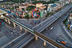 Tuyến tàu điện đường sắt trên cao Cát Linh-Hà Đông. (Ảnh: Tuấn Anh/TTXVN)