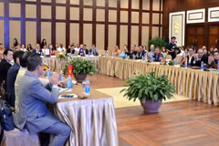 Quang cảnh kỳ họp giữa năm 2023 Liên đoàn Hiệp hội Giao nhận vận tải ASEAN. (Ảnh: Quốc Dũng/TTXVN)