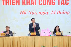 Thủ tướng Phạm Minh Chính chủ trì hội nghị triển khai công tác y tế năm 2023. (Ảnh: Dương Giang/TTXVN) 