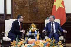 Chủ tịch nước Tô Lâm tiếp Đại sứ Panama Eligio Salas III. (Ảnh: Nhan Sáng/TTXVN)
