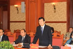 Chủ tịch nước Trương Tấn Sang, Trưởng Ban Chỉ đạo, chủ trì Phiên họp. (Ảnh: Nguyễn Khang/TTXVN)