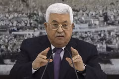 Tổng thống Palestine Mahmoud Abbas phát biểu tại một cuộc họp ở thành phố Ramallah, Bờ Tây. (Ảnh: AFP/TTXVN)