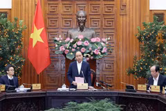 Thủ tướng Nguyễn Xuân Phúc chủ trì cuộc họp. (Ảnh: Thống Nhất/TTXVN)