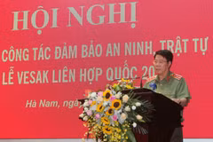 Thượng tướng Bùi Văn Nam, Thứ trưởng Bộ Công an phát biểu tại Hội nghị. (Ảnh: Nguyễn Chinh/TTXVN)
