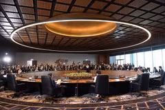 Toàn cảnh một phiên họp tại Hội nghị Cấp cao APEC ở Port Moresby, Papua New Guinea, ngày 18/11. (Nguồn: AFP/TTXVN) 