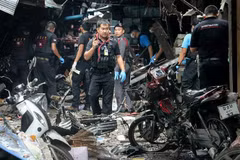Hiện trường một vụ nổ bom ở Thái Lan. (Nguồn: AFP/TTXVN) 