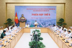 Thủ tướng Phạm Minh Chính, Trưởng Ban Chỉ đạo Nhà nước các công trình, dự án quan trọng quốc gia, trọng điểm ngành giao thông vận tải chủ trì Phiên họp thứ 6 của Ban Chỉ đạo.(Ảnh: Dương Giang/TTXVN)