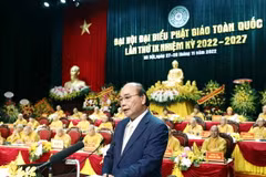 Chủ tịch nước Nguyễn Xuân Phúc phát biểu chúc mừng và chỉ đạo đại hội. (Ảnh: Thống Nhất/TTXVN)