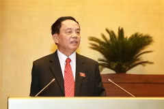 Ủy viên Ủy ban Thường vụ Quốc hội, Chủ nhiệm Ủy ban Quốc phòng và An ninh của Quốc hội Võ Trọng Việt báo cáo, làm rõ một số vấn đề đại biểu Quốc hội nêu. (Ảnh: Doãn Tấn/TTXVN)