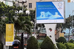 Panô chào mừng Tuần lễ cấp cao APEC 2017 trên các tuyến đường tại Đà Nẵng. (Ảnh: Trần Lê Lâm/TTXVN)