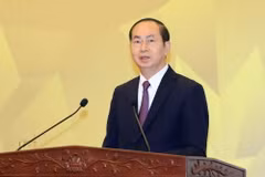 Chủ tịch nước Trần Đại Quang dự và phát biểu tại Lễ tổng kết Năm APEC Việt Nam 2017. (Ảnh: Nhan Sáng/TTXVN)