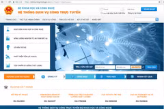 Giao diện trang web dịch vụ công trực tuyến của Bộ Khoa học và Công nghệ. (Ảnh: Vietnam+) 