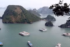 Tàu du lịch trên vịnh Hạ Long. (Ảnh: Quang Quyết/TTXVN)