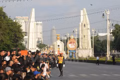 Binh lính Thái Lan đảm bảo an ninh trong lễ tang Vua Bhumibol Adulyadej. (Ảnh: Quang Thuận/Vietnam+)