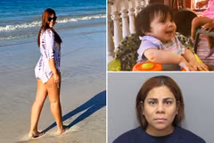 Hình ảnh người mẹ đi du lịch và để mặc con gái chết đói ở nhà. (Nguồn: New York Post)
