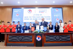 Lễ công bố Rohto-Mentholatum (Việt Nam) trở thành nhà tài trợ các Đội tuyển Bóng đá Quốc gia Việt Nam. (Nguồn: VFF)