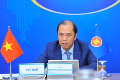 Thứ trưởng Nguyễn Quốc Dũng, Trưởng SOM ASEAN Việt Nam tham dự Hội nghị. (Ảnh: Minh Đức/TTXVN)