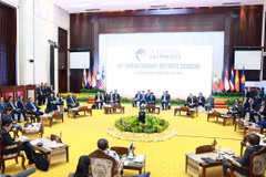 Phiên họp hẹp Hội nghị Cấp cao ASEAN lần thứ 45 tại Thủ đô Vientiane (Lào), sáng 9/10/2024. (Ảnh: Dương Giang/TTXVN)