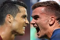 Antoine Griezmann so tài Cristiano Ronaldo. (Nguồn: telegraph)