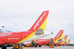 Đội máy bay của hãng hàng không Vietjet. (Ảnh: CTV/Vietnam+)