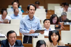 Đại biểu Bùi Sỹ Hoàn phát biểu ý kiến. (Ảnh: CTV/Vietnam+)